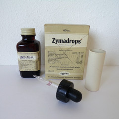 UPJOHN Vintage ZYMADROPS Dropper BOX Amber Bottle PHARMACEUTICAL Medicine