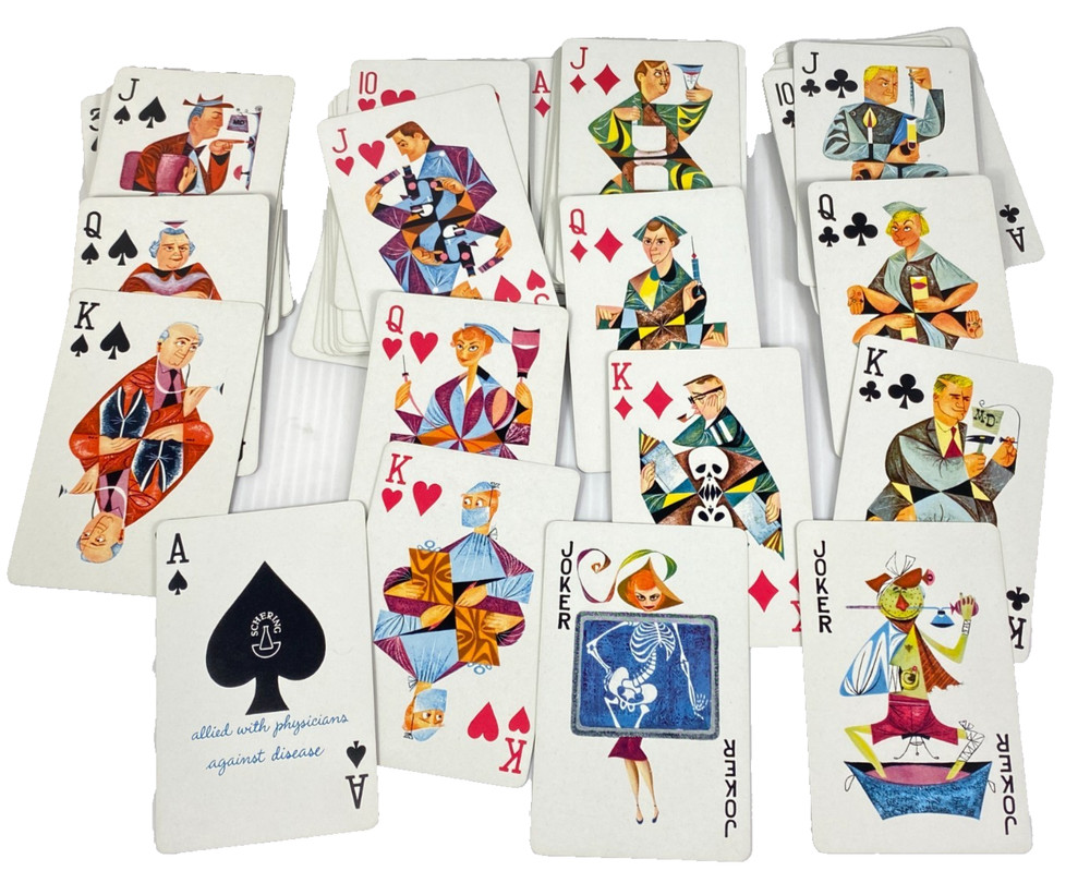 Schering Medical Deck of Playing Cards Original Box Vintage Complete NM