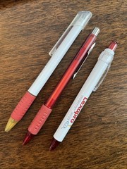 Lot of 3 Lexapro Medical Drug Rep Pharmaceutical Pens Red Grip White Gold Forest