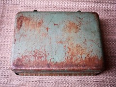 VTG Metal First Aid Kit Box BLUE BIRD BODY CO. Coach Heavy Steel #116 Bluebird