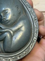 Vtg 1950-60s Parke-Davis Tabron Pharmaceutical Fetus Baby Pewter Paperweight
