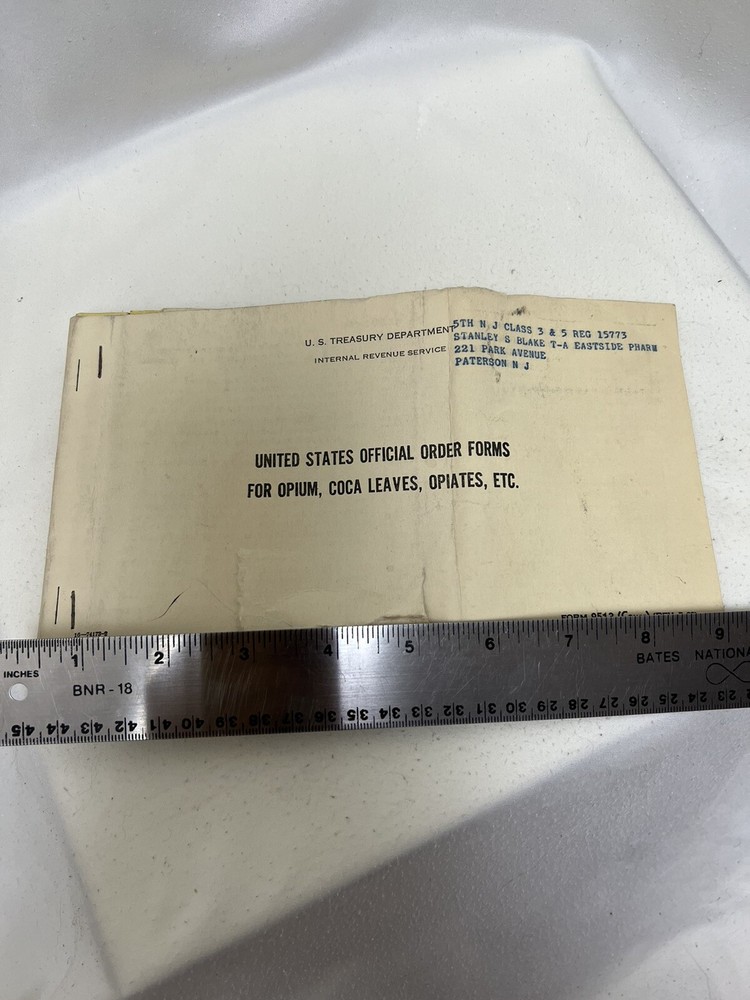 Vintage Order Forms for Opium, Coca Leaves, Opiates, etc Dept of Treasury IRS