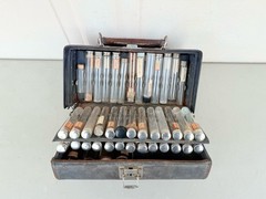 Antique Rare Doctor’s Medicine Kit Leather Travel Bag with Empty Vials