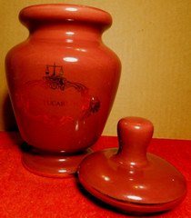 Jar~Apothecary Jar Eli Lilly „Lactucarium“ Pharmaceutical 4/303 Maroon Empty