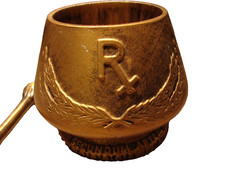 Vintage Apothacary Pharmacy Bronze Mortar & Pestle Double Sided Embossed Nice!!!