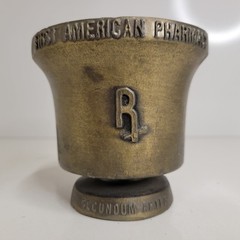 VTG Brass Bronze Schering Mortar & Coricidin Pestle 1752 First American Pharmacy