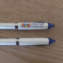 2 CRESTOR Pens, Drug Rep Pharmaceutical Advertising, Heavy Metal, Twist