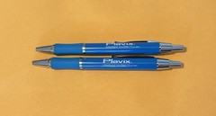 Plavix Lot of 2 Pharmaceutical Retractable Plastic Ballpoint Pens, Chrome Trim