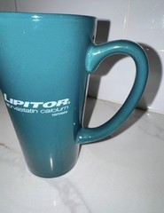 Lipitor Tall Teal Mug Pharmaceutical Promo Coffee Cup Medical-Core Ceramic Promo