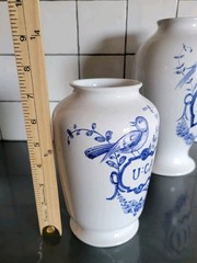 2 Vintage Lilly Pharmaceuticals-Apothecary Jar 1989 Blue/White Pottery Portugal