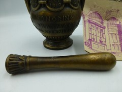Vintage Coricidin Mortar & Pestle for La Pharmacie Francaise & Louis Dufilho JrB