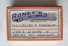 Lot of 2 Vintage Roney’s Pharmacy Medicine Wolcott NY Wayne Bottle Advertising