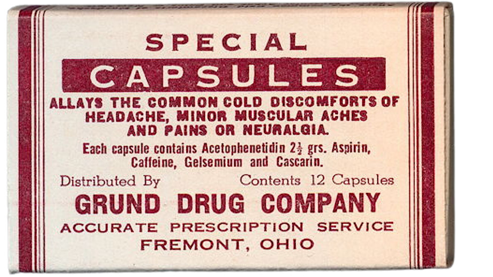 Cold Medicine Box Vintage Original Grund Drug Company Pharmacy Fremont Ohio