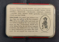 Old Empty Advertising Medicine Tin Ramon’s COVAC Colds Hay Fever Brown Mfg Leroy