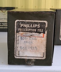 Five Antique Phillips Metal Prescription File Boxes