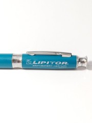 Vintage Pfizer Lipitor Pharmaceutical Ballpoint Pen Blue Metal Drug Rep