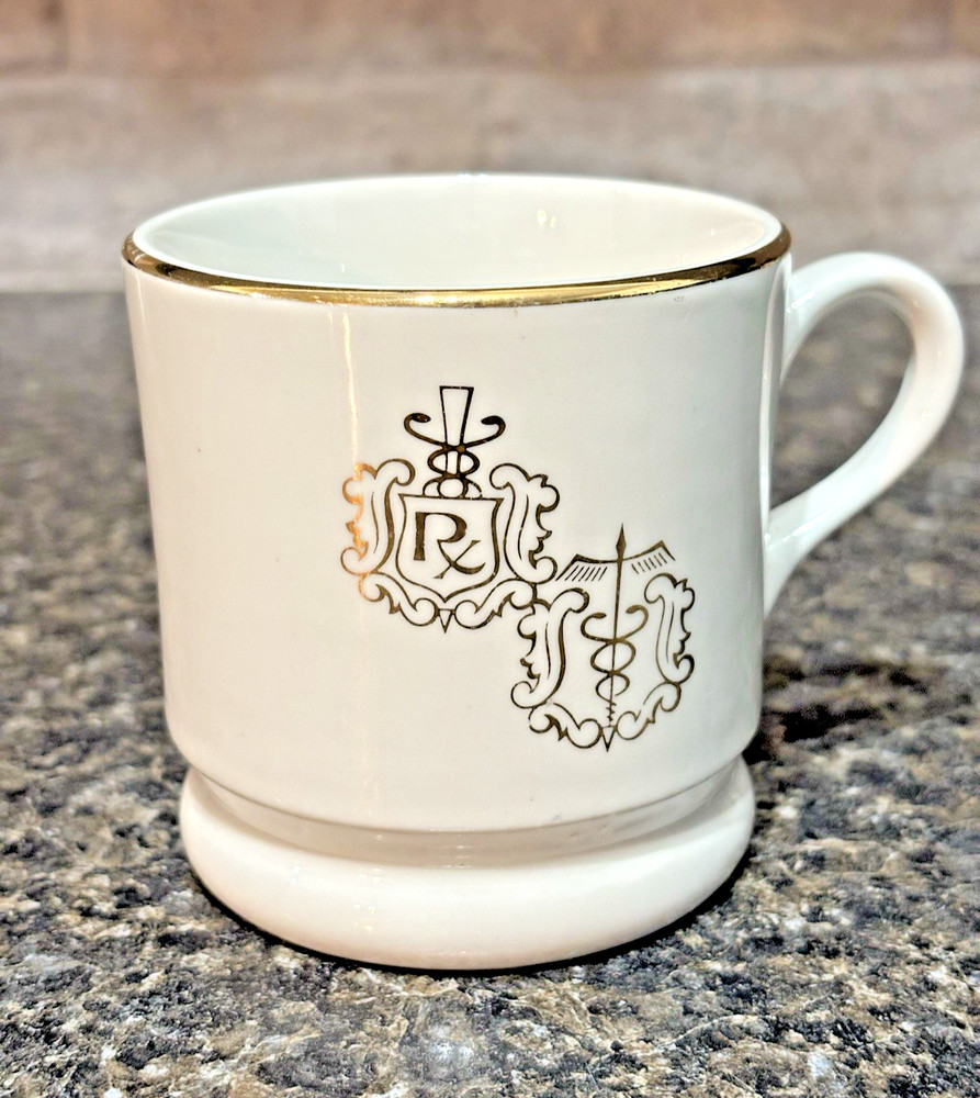 VINTAGE OWENS ILLINOIS PHARMACEUTICAL PHARMACIST PHARMACY Mug, Coffee Cup, Gold
