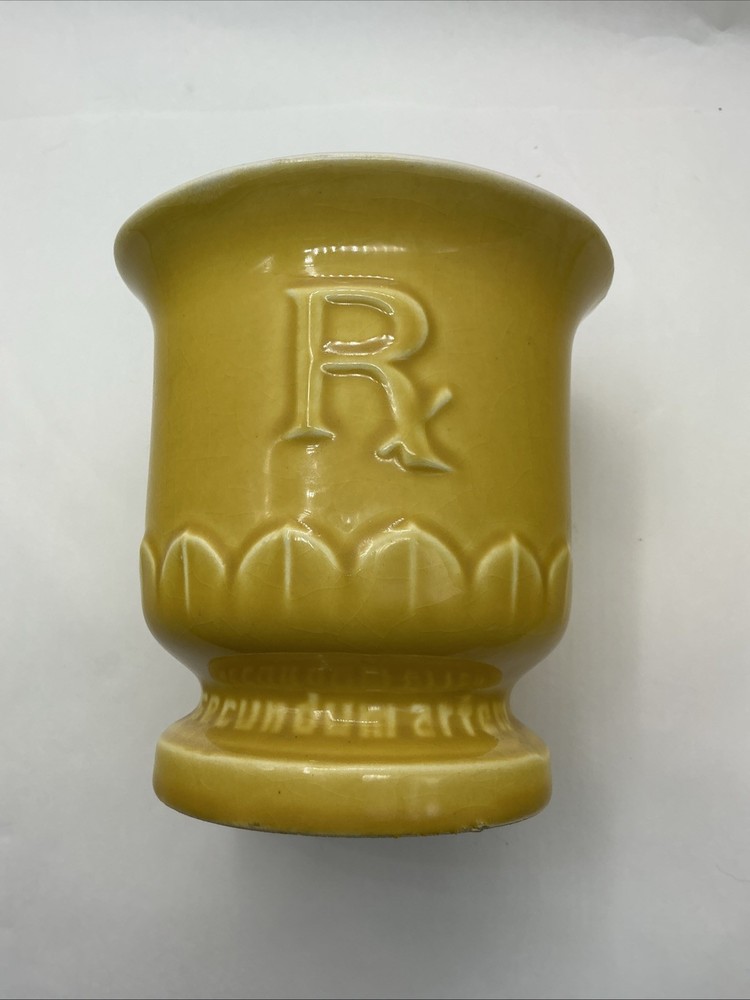 VIntage Ceramic RX Mortar Pharmacy USP Secundum Artem 150 Anniversary Faternity