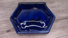 vintage Pfizer advertising ccolbalt blue ash tray Hexagonal sea shell design