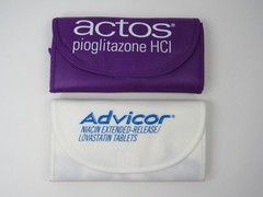 Actos Advicor Foldable Reuseable Tote Bag Drug Rep Pharmaceutical Promo Lot of 2