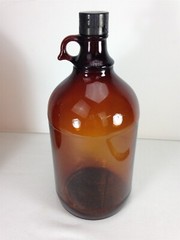 Large Vtg Apothecary Medicine Jug with Handle (13.5″H) – Dark Brown Amber Glass