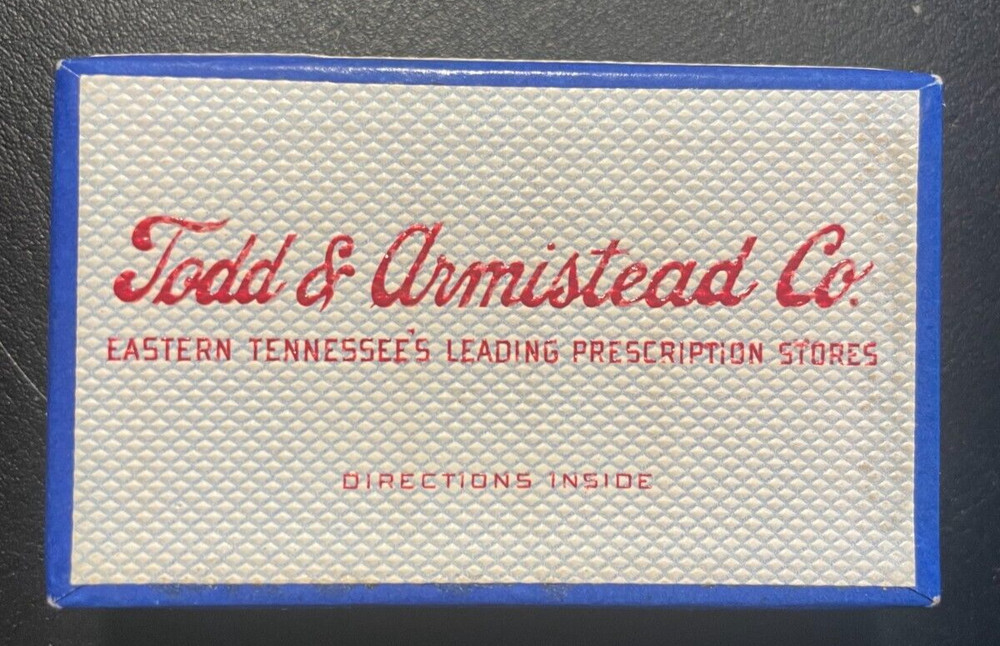 Vintage Todd & Armistead Co Pharmacy Prescription Pill Box Knoxville TN 1950s