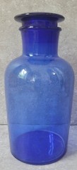 Vtg Blue Ground Glass 8 1/2″ Apothecary Pharmacy Medicine Stash Jar FREE US SHIP