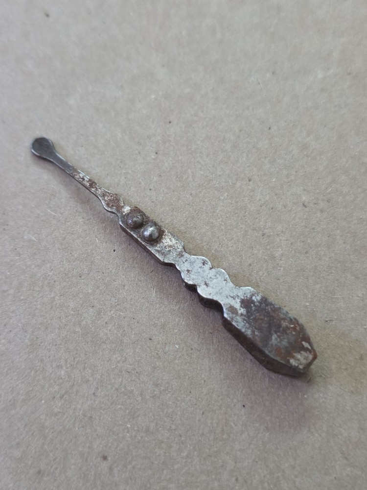 Antique mini tweezers and Ear Scoop End Pharmacy Pharmaceutical / Grooming Tool