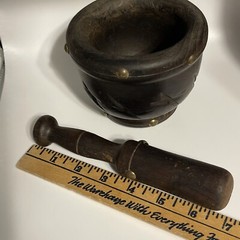 Vintage Apothecary Pharmacy Carved Wood Pestle and Mortar Rx Estate