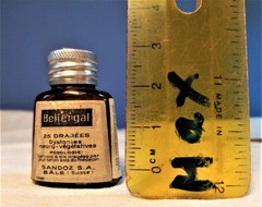 Vtg glass botlle SANDOZ – BELLERGAL barbiturate, LSD pharmacy Swiss