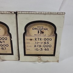 VTG Pharmacy Prescription File Box (2) w/100s of Drug Scripts California 1960s