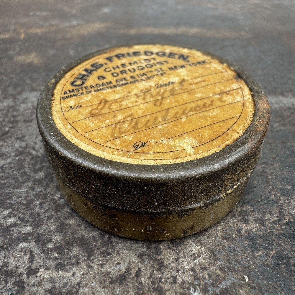 Vtg CHAS. FRIEDGEN Chemist / Druggist NEW YORK Ointment Container