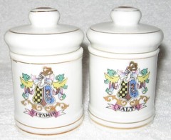SET 6 DOM JAPAN APOTHECARY CERAMIC PORCELAIN JARS + 1 PULVIS POWDER W/ LIDS EUC!