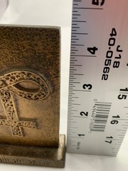 Vintage 1979 Secundum Artem Metal Plaque Paperweight Cross Design & Infinity