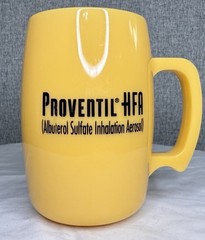 Proventil HFA Yellow Plastic Coffee Mug Pharmaceutical Rep Made In USA