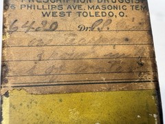 Early To Mid 1900s Vintage Pharmacy Prescription Druggist Tin. Toledo, OH