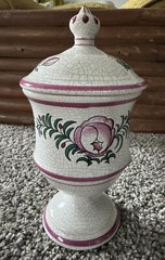 Vtg Apothecary Pharmacy Ceramic Jar “Pil Termini” ATH Western Germany Floral