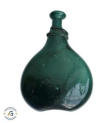 Bocksbeutelflasche / Flat Bottle Made Of Green Glass, 19th Century (# 16566)