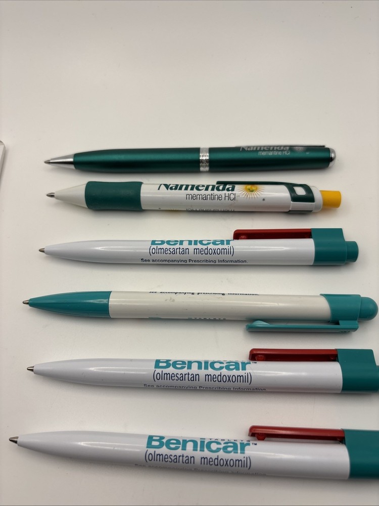 Pharmaceutical Drug Rep Vintage Pen Lot Benicar Namenda Metal & Plastic