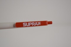 Vintage Suprax Cefixime Pharmaceutical Drug Rep Ink Pen Red White Blue 1980s 90s