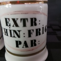 Vintage Style Porcelain European Script Apothecary Jar Set/3