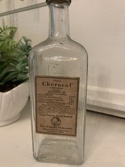 Vintage CHERACOL Cough Syrup Bottle Upjohn Kalamazoo MI Original Label Cap