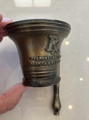 Mortar and Pestle, Metal Small America’s Bicentennial 76 Rx Apothecary Pharmacy