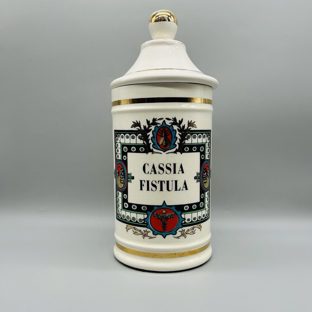 Vintage Cassia Fistula Lidded Ceramic Apothecary Jar Jeanne Robinette California
