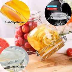 Glass Jars With Airtight Lid 16 Oz (Set Of 6) Wide Mouth Mason Glass Airtight…