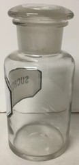 VTG APOTHECARY DRUGSTORE LABEL GLASS BOTTLE JAR GERMANY SUCROSE EIMER AMEND N.Y.