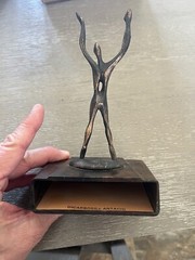 Vintage Bronze Bakelite? Dicarbosil Pharmaceutical Ad Statue Trophy MCM