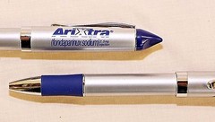 Pharmaceutical Heavy Metal Arixtra Pen Brushed Silver with Blue Comfort Grip NEW