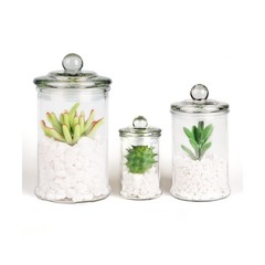 Mini Glass Apothecary Jars, Bathroom Storage Organizer Canisters for Cotton S…