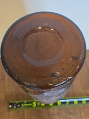 VINTAGE HANDMADE Large Apothecary Glass Bottle Amber Brown 12″